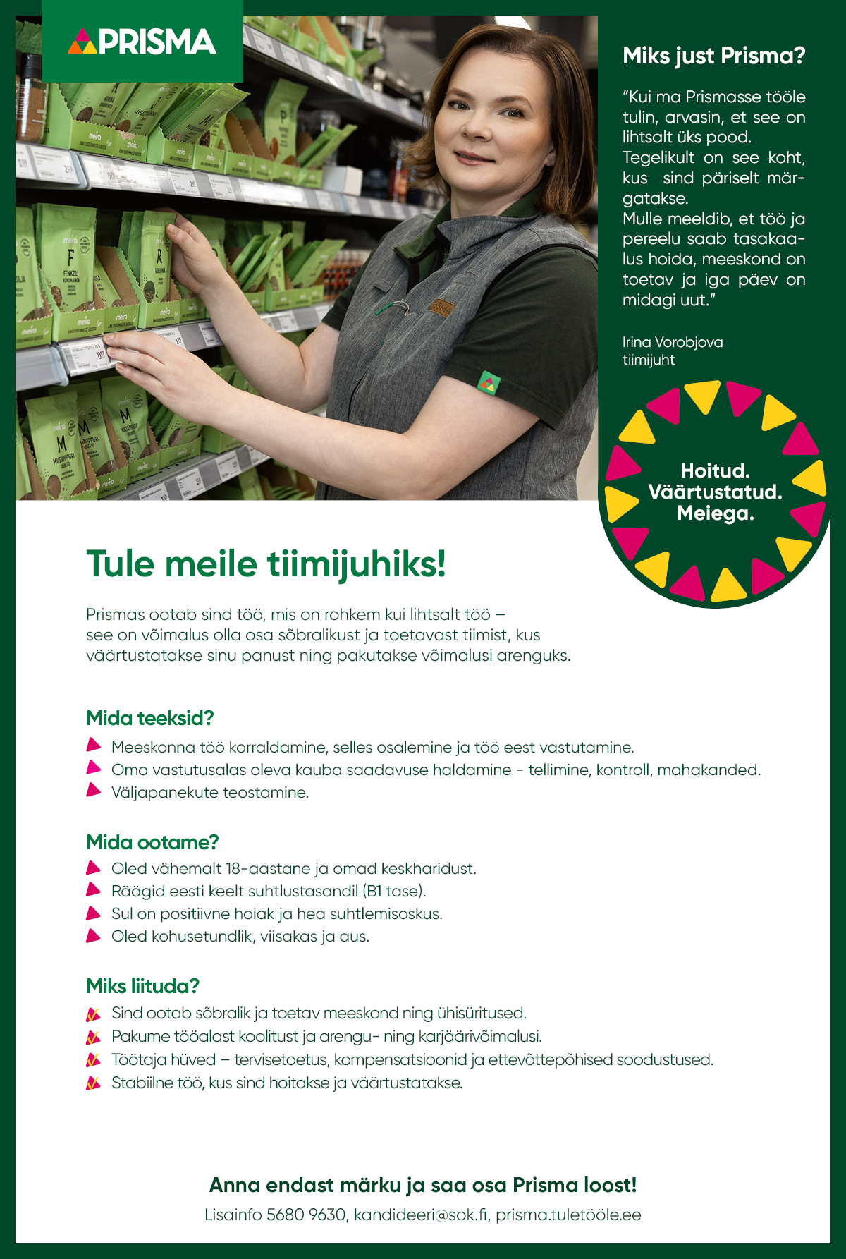 Tiimijuht Kristiine Prisma