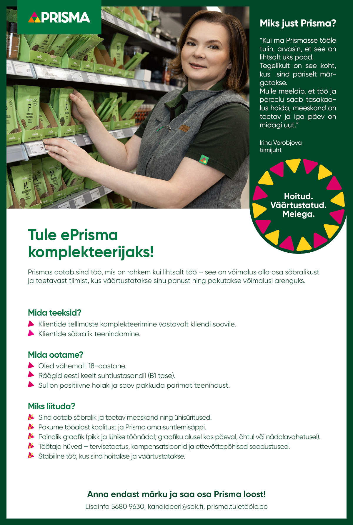 E-Prisma tellimuste komplekteerija Tartu