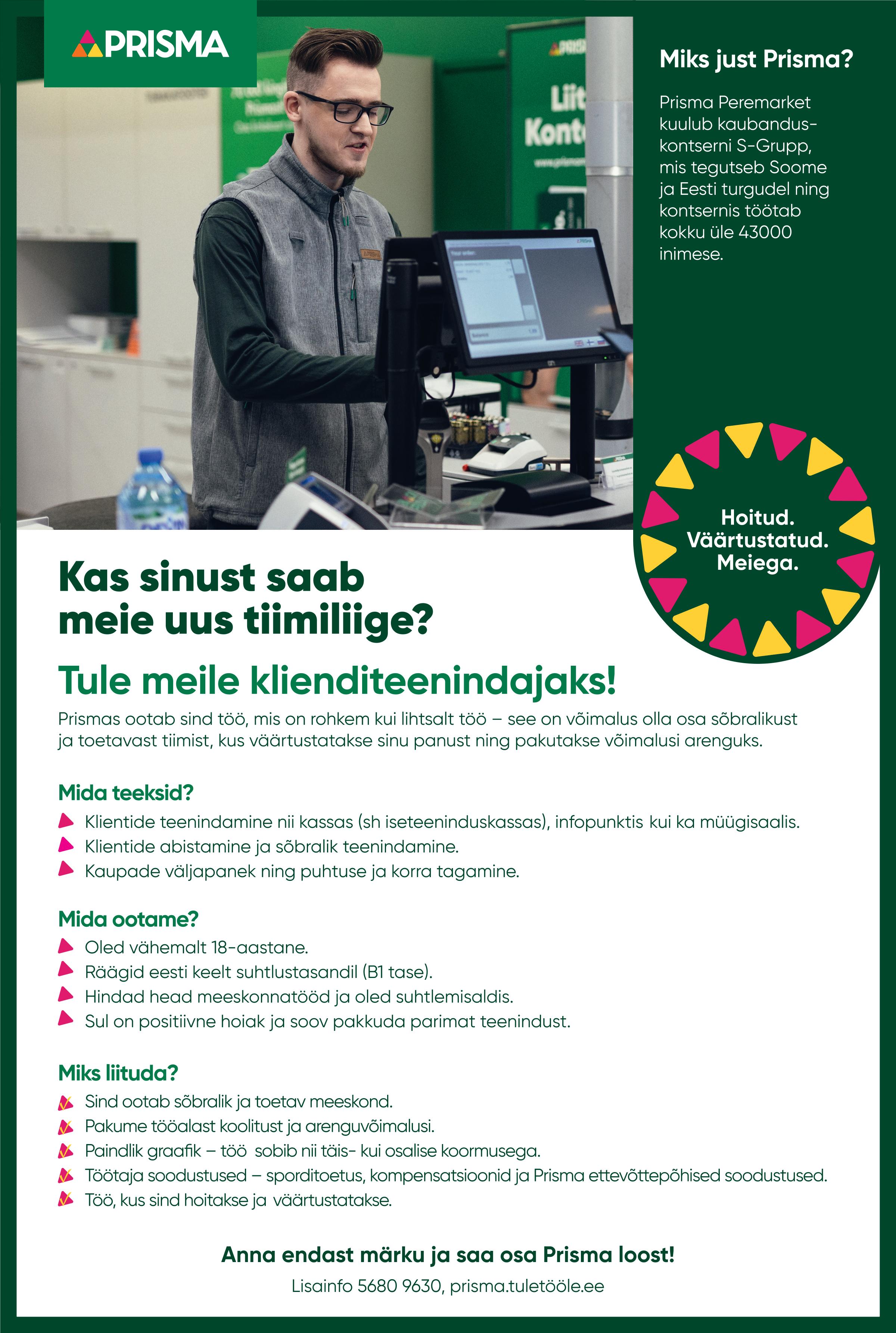 Klienditeenindaja Lasnamäe Prisma